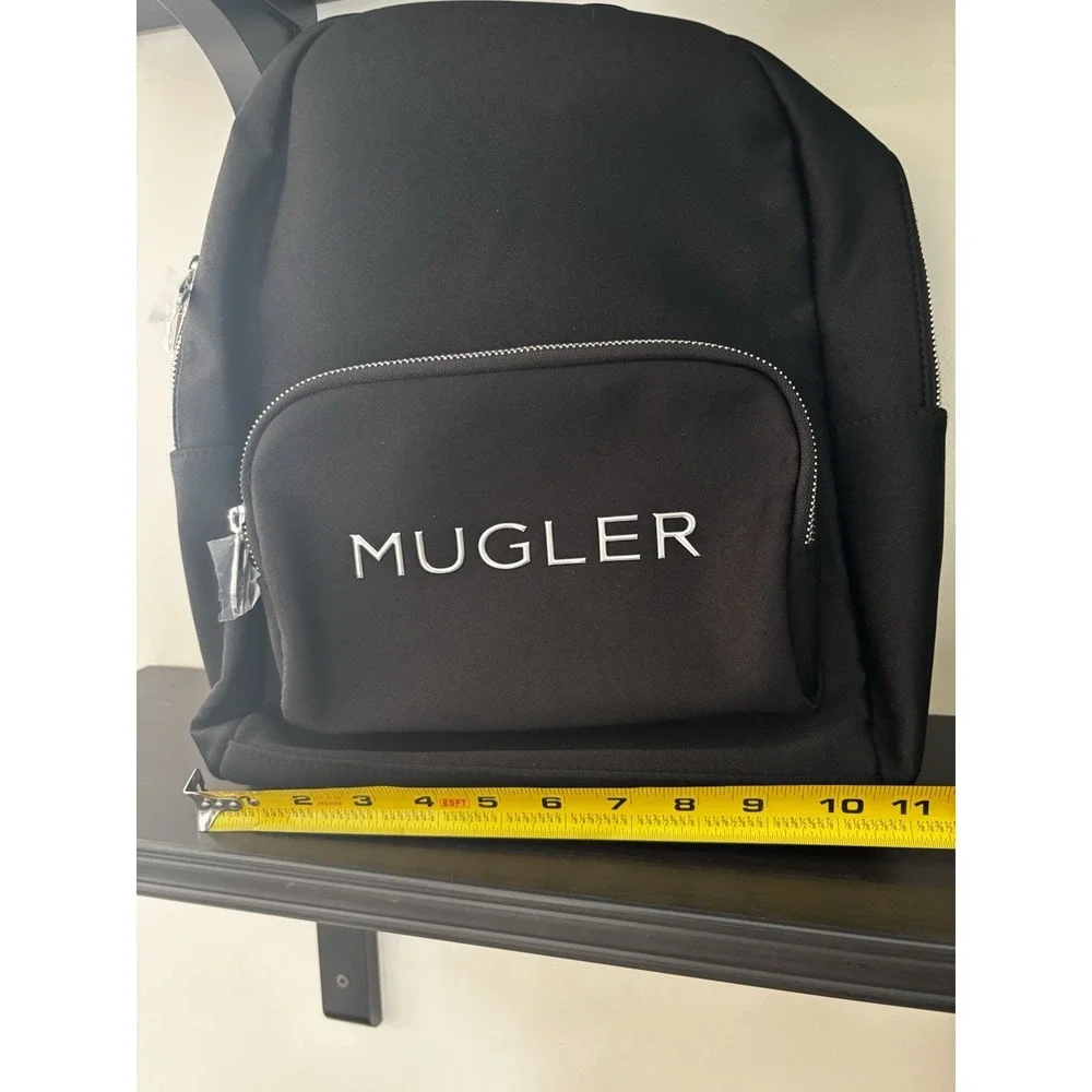 Mugler Black Backpack with Front Pocket and Zipper Closure - NEW Minimalist
